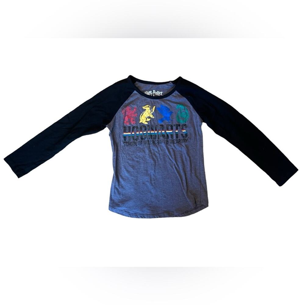HARRY POTTER Hogwarts Shimmer Graphic Kids Long Sleeve Tee SZ M 7/8